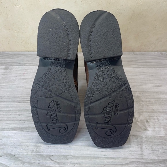 Justin Gypsy Mandar Brown Leather Square Toe 8” Western Cowgirl Boot Size 6B - Picture 6 of 16